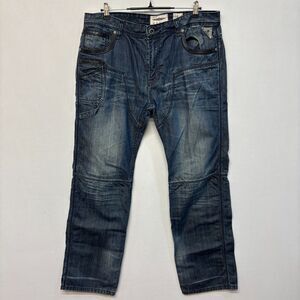 Vintage Kanji Men Distress Jeans Size 38x33 Denim Y2K Grunge Hip Hop C060 -9